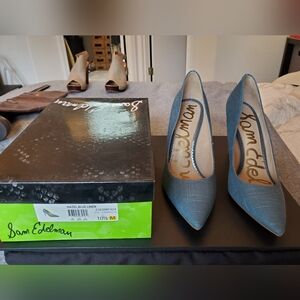 Sam Edelman teal linen heels.  10.5